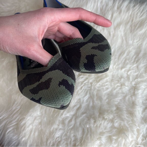 ROTHYS THE POINT OLIVE CAMO FLAT SHOES Rubber Point Toe Army - Picture 7 of 12
